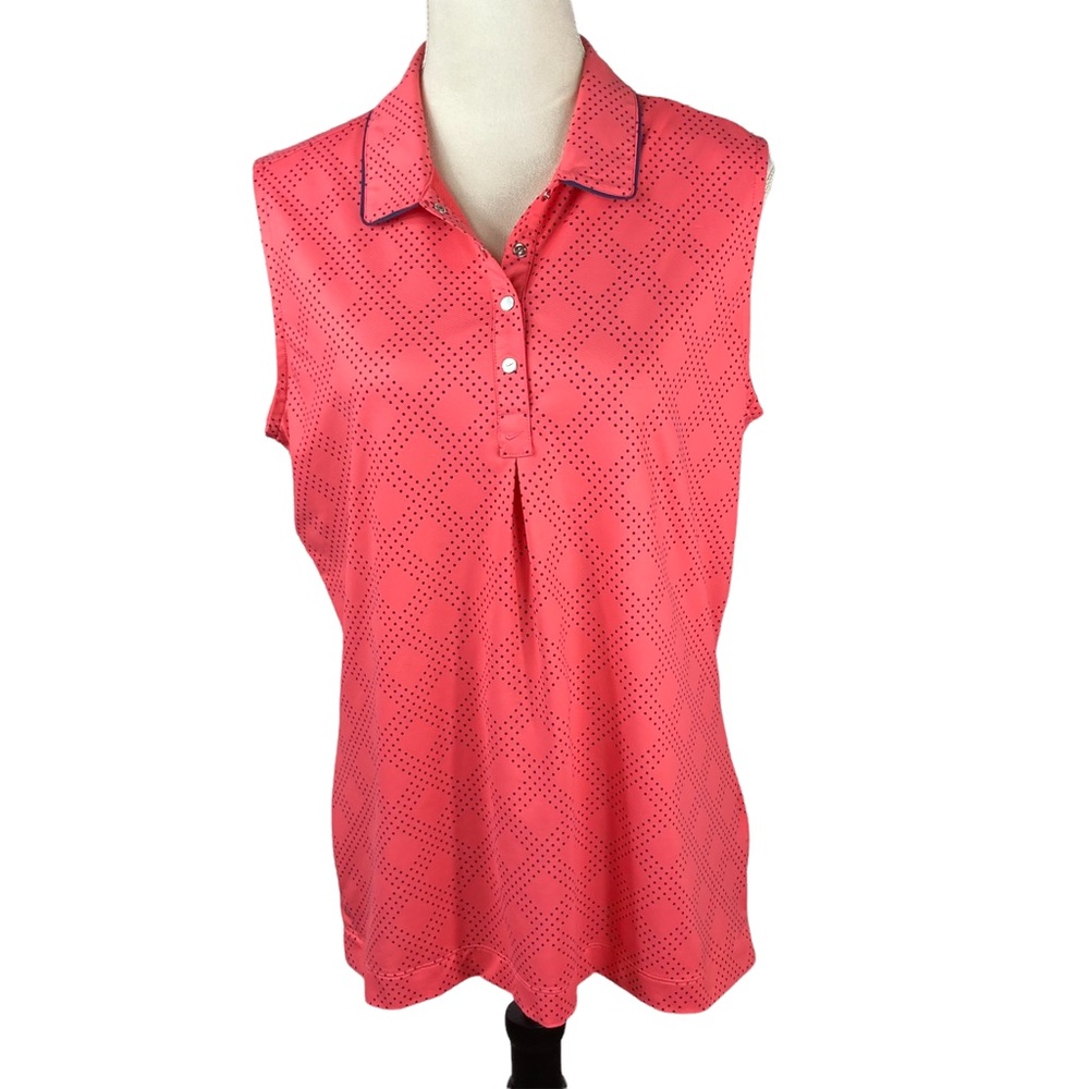Nike Golf Dri Fit Coral and Navy Sleeveless Shirt, Size L